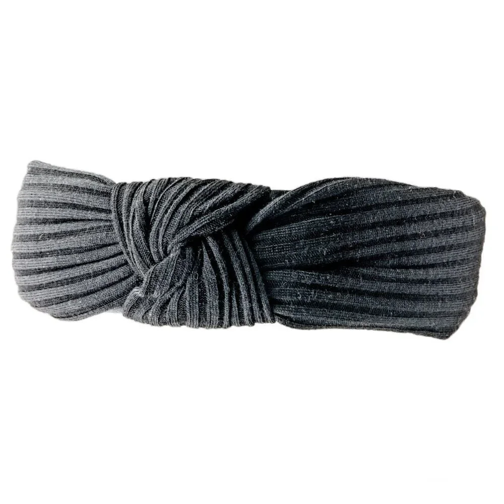 Grey Leaf Pattern Comfort Headband | Knotted Style